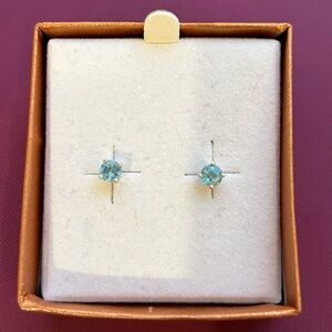 Zales 10k white gold blue topaz earrings